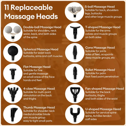 11-IN-1 Electric Massage Gun 99 Level Powerful Fascia Gun High-Frequency Vibration Body Massage Gun Arms Leg Muscle masajeador